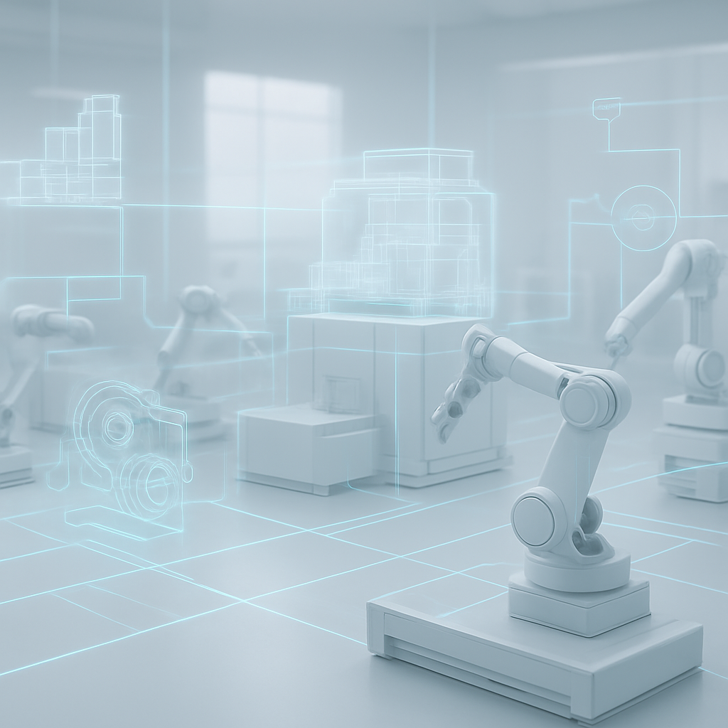 Smart factory with connected machines and AI-driven data visualization